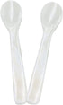 2 Pack 4.73inch Handcraft Mother of Pearl Caviar Spoons with Round Handle and Plastic Storage Box - White, Style D