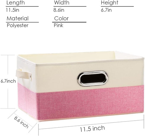 PRANDOM Foldable Storage Bins for Closet, 3-pack Decorative Fabric Storage Baskets with Leather/Metal Handles for