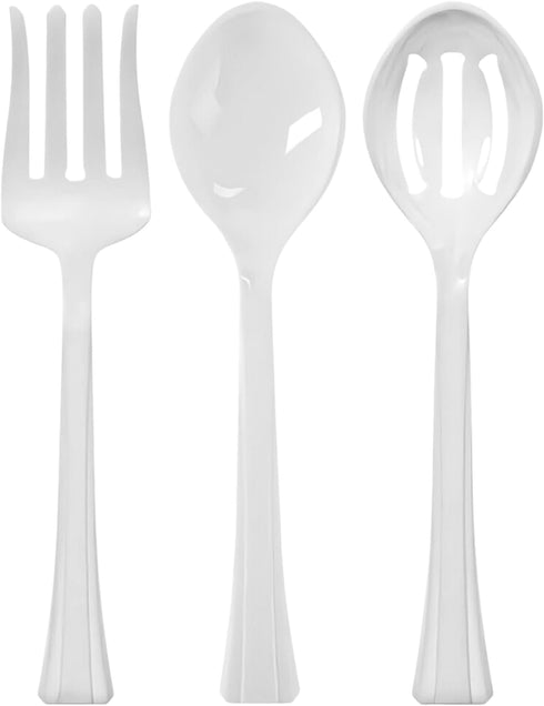 Lillian Tablesettings 3 in 1 Pack of 3 Plastic Serving Utensils, 2.5 x 2.5 x 11.5 inches, Pearl White (65909)