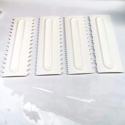 Antallcky Decorating Comb and Icing Smoother Set of 4 Pack for Cake Edge Tools, Plastic Sawtooth Scraper