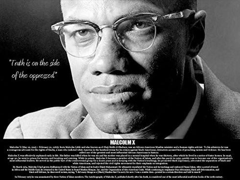 777 Tri-Seven Entertainment Malcolm X Poster, Truth is On Side of The Oppressed, 24" x 18", Multicolor