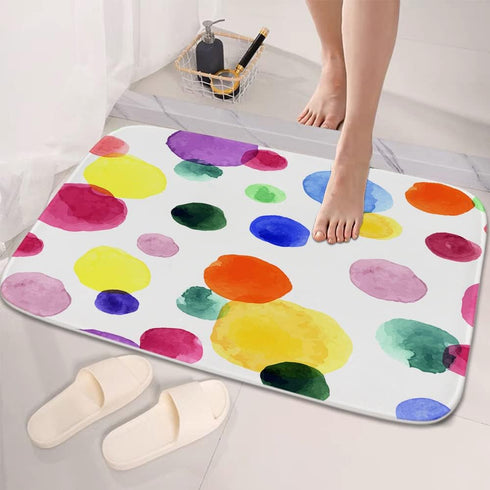 TheBlackSpot Colorful Cartoon Polka Dot Bathroom Rugs, Non Slip Bath Mat, Imitation Cashmere Door Rug
