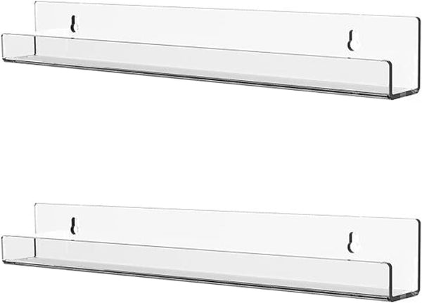 Cq acrylic 15" Clear Floating Bookshelf for Kids Room - Invisible Hanging