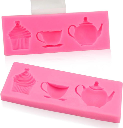 Meiyouju 2 Pack Food Grade Silicone Molds for Candy, Cake Decoration, Chocolate, Jewelry Making, Teapot, Polymer Clay