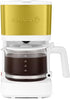 Holstein Housewares 5-Cup Coffee Maker, Pause N Serve, One-Touch Operation, Non-Stick Warming Plate, White and Gold