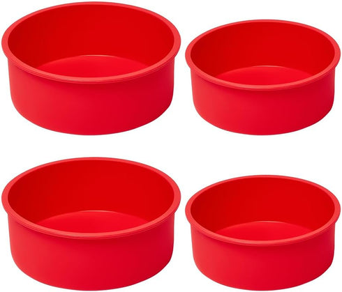 4 Packs Silicone Cake Pans for Baking, Round Molds for Cupcake, Cheese Cakes, Non-stick BPA Free