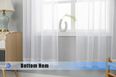 WPM White Sheer Curtains, 58" Wide x 84" Long 2 Panels for Living Room Window Treatment