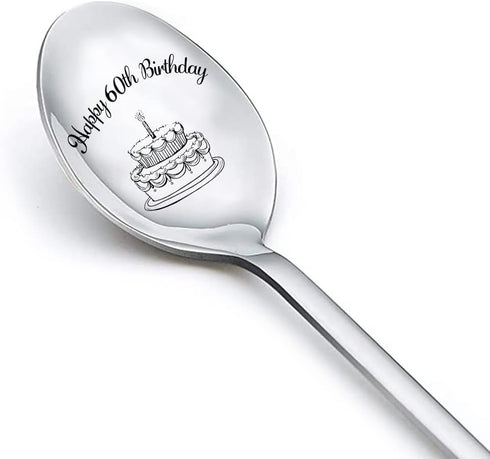 Happy 60th Birthday Spoon Gifts for Women, Men Birthday Gift for 60 Year Old Dad, Mom, Sister, 60th Birthday Gifts