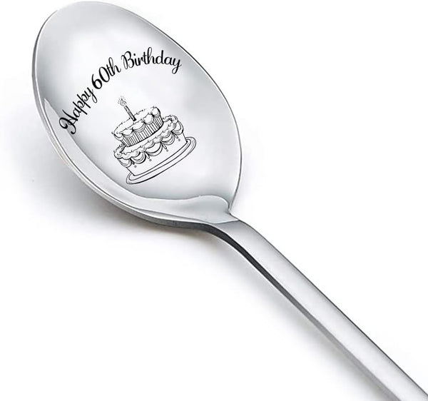 Happy 60th Birthday Spoon Gifts for Women, Men Birthday Gift for 60 Year Old Dad, Mom, Sister, 60th Birthday Gifts