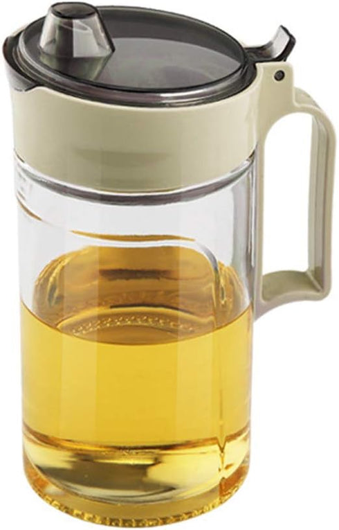 TENTA KITCHEN Oil Dispenser, Glass Bottle Cruet with No Drip Plastic Spout, 22Oz (Beige 1PC)