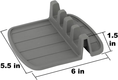 Lily's Home Large Silicone Spoon Rest with Drip Pad, Kitchen Utensil Holder for Grill Utensils, BPA-Free & Heat