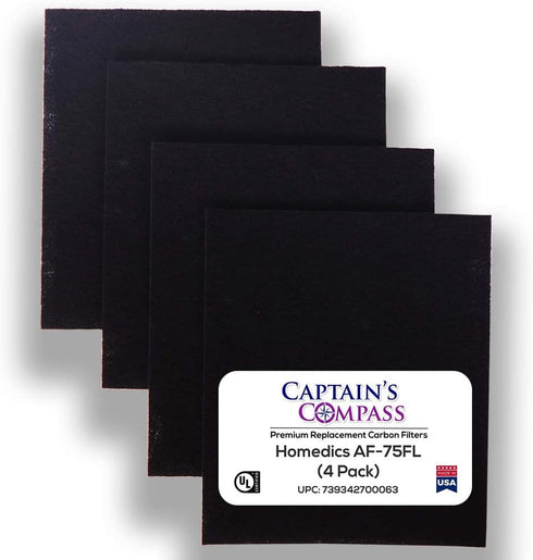 CAPTAIN'S COMPASS Carbon Pre-Filter (4-Pack) for Homedics AF-75FL, Made in USA