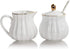 Sweejar Royal Ceramic Sugar and Creamer Set, 3 Piece Set with Cream Pitcher, Sugar Bowl, Lid & Spoon, White