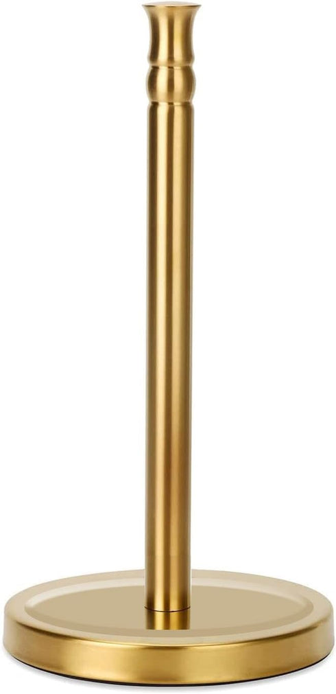 Gold Paper Towel Holder Stand, One-Handed Ripping Countertop Holder, Rust-Proof Stainless Steel Base, NOT Tip Over