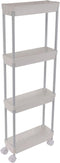 Sooyee 4 Tier Slim Storage Cart, Mobile Shelving Unit Organizer for Kitchen, Bathroom, Laundry, White Plastic & Steel