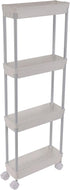 Sooyee 4 Tier Slim Storage Cart, Mobile Shelving Unit Organizer for Kitchen, Bathroom, Laundry, White Plastic & Steel
