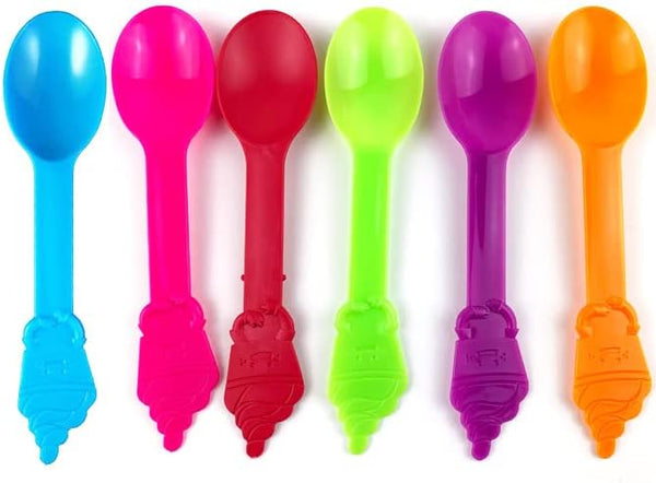 Worlds 50PC Assorted Swirl Plastic Spoons Colored Frozen Yogurt and Ice Cream,Frozen Dessert