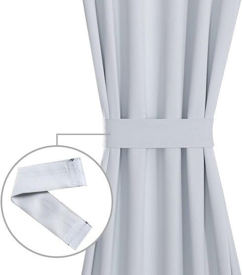 PANOVOUS Small Door Window Curtains, Blackout French Door Curtain Panel for Privacy, 25x40 Inch Greyish White