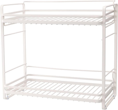 zccz 2-Tier Bathroom and Kitchen Organizer, Easy Assembly Storage in White Cream Color for Countertop