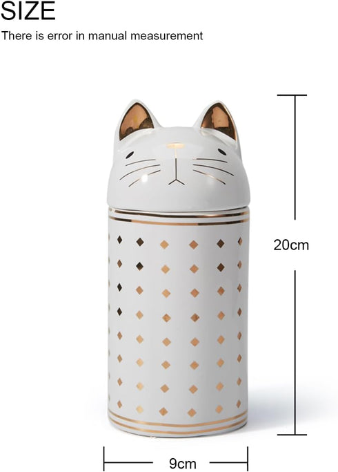 HAUCOZE Cat Cookie Jar Decorative Candy Jar with Lid, Modern Ceramic 8.1inch