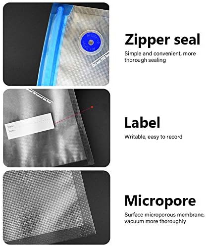 Vacuum Sealer Zipper Bags, Sous Vide Bags for Food, BPA Free, Reusable, Resealable with Air Valve, 15 Pcs