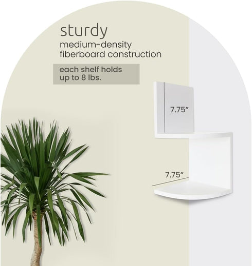 Set 2, 7.75" 7.75" kieragrace Priva Corner Wall Shelf - of White, x