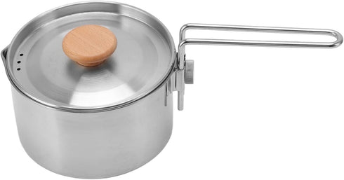 Camping Tea Pot, 1L Resistance Stainless Steel Multifunction Outdoor Kettle with Lid and Removable Handle