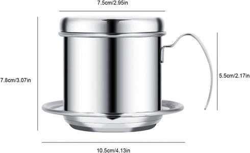 Coffee Filter Vietnamese Coffee Drip Filter Stainless Steel Vietnamese Coffee Maker Coffee Maker Pot Single Serving Cup Manual Coffee Infuser Filter Coffee Dripper For Coffee Lover (Silver)