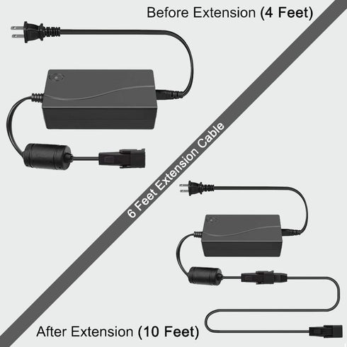 Universal Power Recliner Lift Chair Power Supply Transformer 2-pin 29V 2A Adapter with US Plug & 6.5Ft Motor Extension