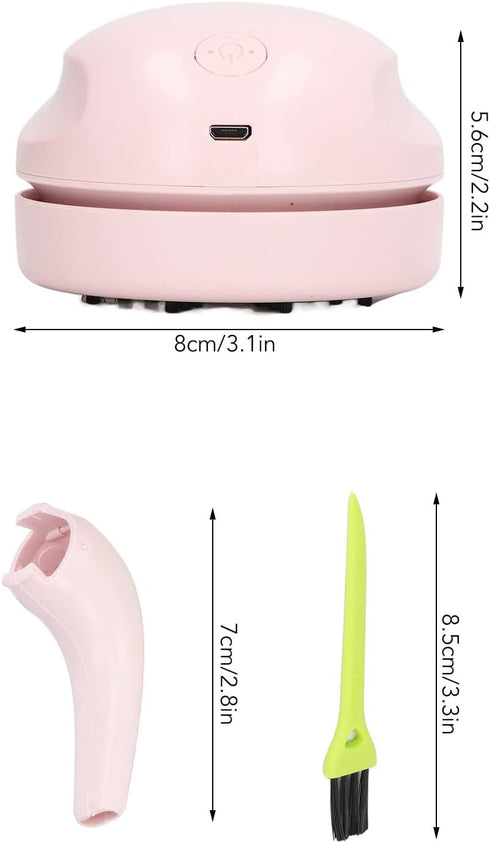 HEEPDD Mini Vacuum, Desktop Vacuum Pink Portable Handheld USB Charging for Office Home School Classroom