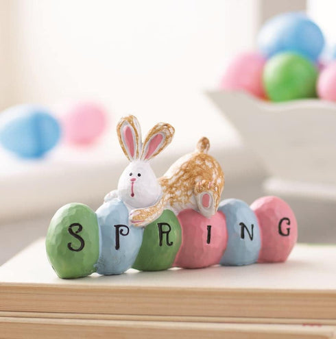 Fun Express Spring Bunny Tabletopper Easter Decorations, Hand Painted, Farmhouse Home Decor