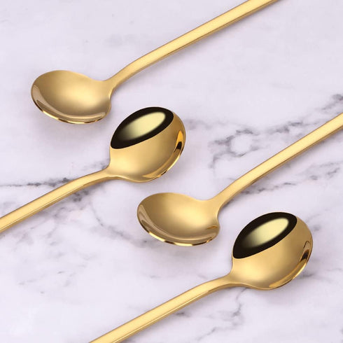 12 Pieces Mini Gold Stainless Steel Espresso Spoons, 5.24 Inch Demitasse Spoons for Dessert, Cake, Ice Cream