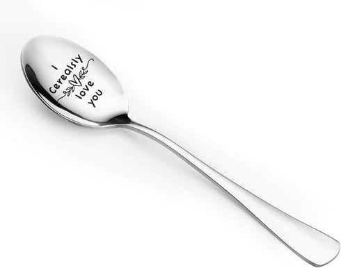 I Cerealsly Love You Spoon, Engraved Stainless Steel Funny Cereal Spoon for Cereal Lovers - Perfect Gift for Any