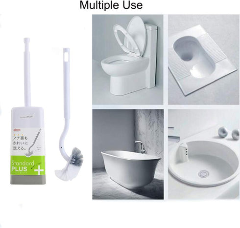 Set, 2 Pack Marbarsse Bathroom Toilet Bowl Brush and Holder, Curved Design Toilet Brush for Deep Cleaning Under Rim