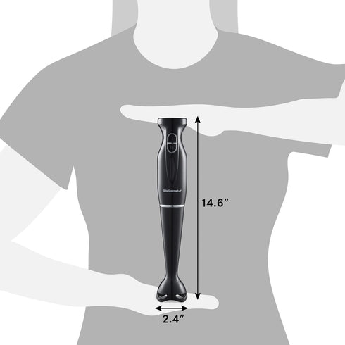 Elite Gourmet EHB3201 Immersion Hand Blender 300 Watts, 2 Speed Mixing with Detachable Blades, Charcoal Black