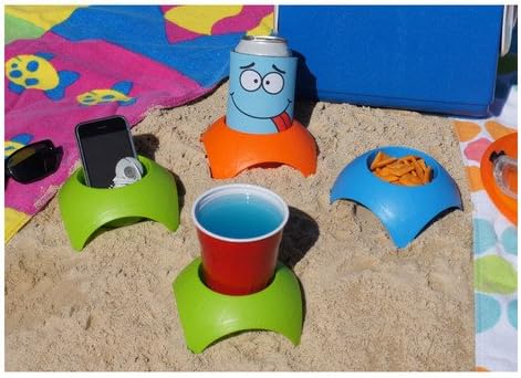 Set of 2 Turtleback Sand Coaster Cup Holders in Blue and Lime Green