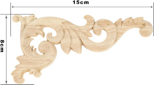 MUXSAM Wood Carved Appliques Onlays - 1-Pair Unpainted Small Wooden Carvings for Mirrors, Walls, DIY Project