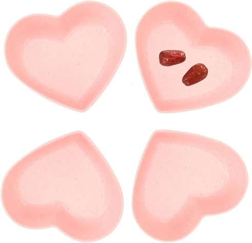 Pink Heart Bowl Set, Heart Shaped Candy Bowls 4Pcs, Ideal Valentine's Day Present for Salad, Soup, Snacks