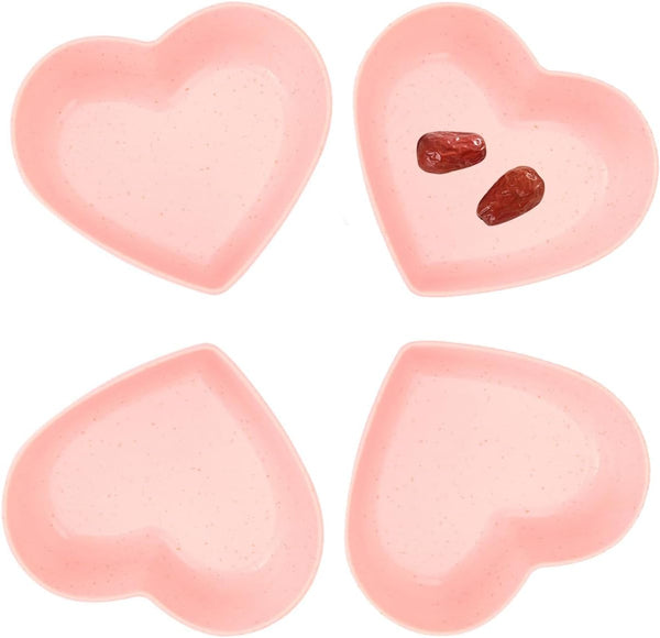 Pink Heart Bowl Set, Heart Shaped Candy Bowls 4Pcs, Ideal Valentine's Day Present for Salad, Soup, Snacks