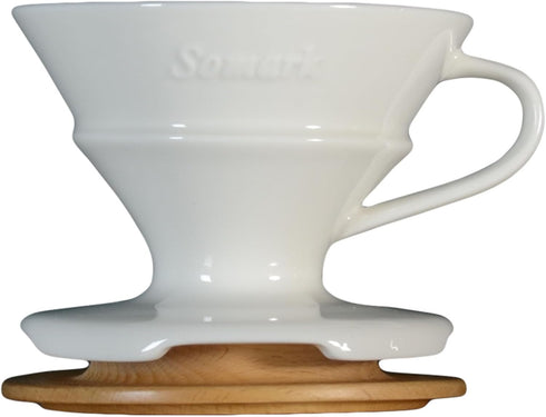 Fine Ceramic Pour Over Coffee Maker, V60#2 Cone Filter, Makes 1-4 Cups with Water Dripping Tray