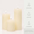 BASK Mottled Pillar Candles, Unscented Ivory Set of 3, Dripless, Smokeless for All Occasions