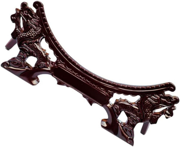Zerodeko Book Display Stand, Wooden Plate Stand, Decorative Rack, Vintage Dragon Head Carving, Chinese Style Holder