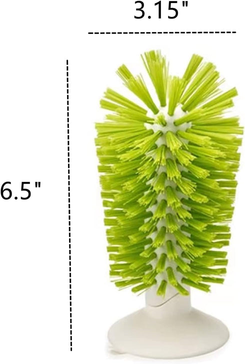 2PCS Glass Cleaning Brush with Suction Cup, Kitchen Bottle and Wine Cup Cleaner, Stable Washing for Cups, Mugs, Decanters and Jugs, Green by Comsnows