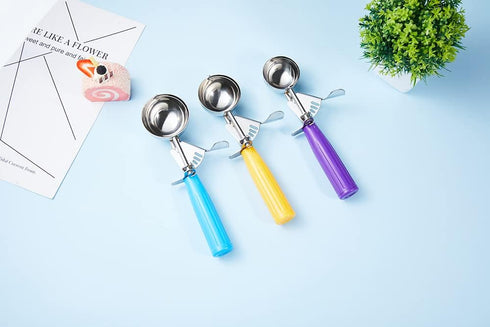 Ice Cream Scoop Set - 3 PCS Cookie, Muffin, Cupcake Scoops - #16 (2.7 oz), #20 (2 oz), #30 (1.25 oz) for Ice Cream,
