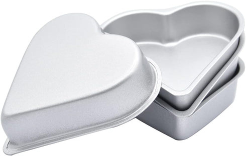 Pack of 4 Cute Non-Stick Pan-Shaped Cake Molds, Small Silver Heart-Shaped Pudding Jelly Cups