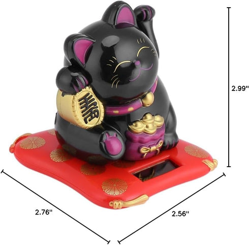 TOPINCN Solar Luck Cat Cute Wealth Welcoming Cats Home Display Car Decor (Black)