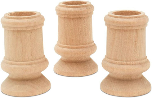 Classic-Style Wooden Candle Cups - Set of 4 with 7/8 Inch Taper Candle Hole, Unfinished by Woodpeckers