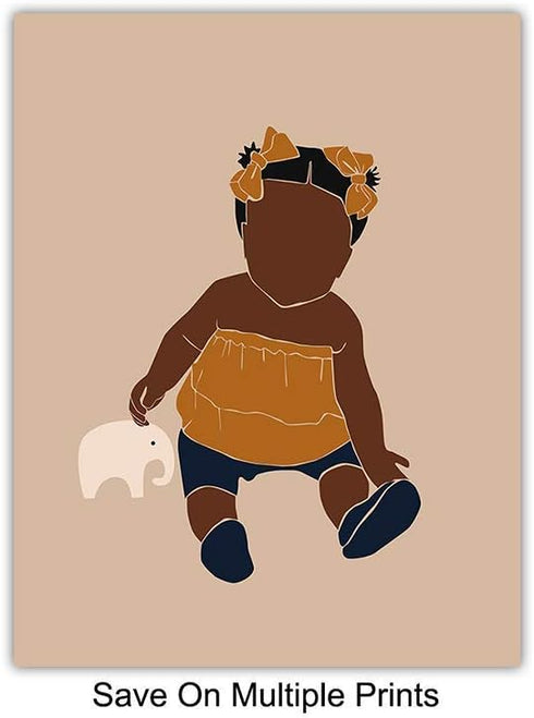 African American Baby Nursery Decor - Black Girls Room Decor - Little Girls Bedroom Wall Art - Toddler Bedroom Art