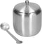Tomotato Sugar Bowl, 370ML 304 Stainless Steel Polished Brushed Sugar Container with Spoon and Lid
