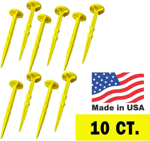(10-Pack Low Profile Survey Stakes - High-Visibility - Survey Markers Boundary Markers Hi-Vis Garden Stakes (Yellow)